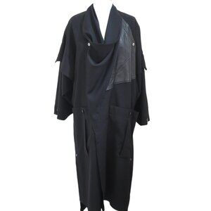 vtg 80s CLAUDE VIDEAU wool coat w Leather trim F 38 US 6